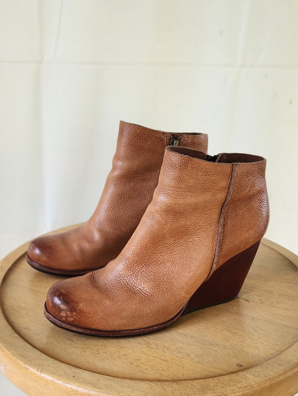 Kork Ease Women's Tan Leather Wedge Ankle Boots